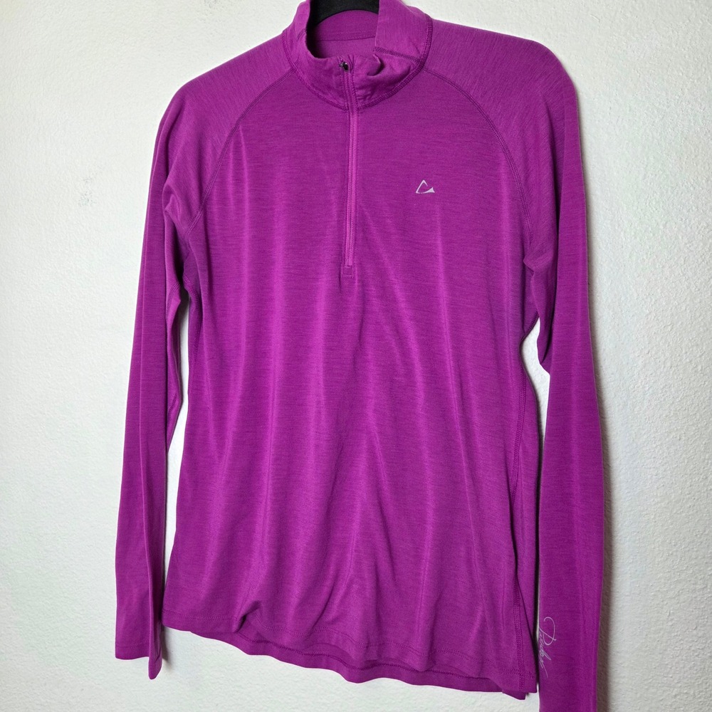 Paradox Merino Blend mock neck base layer 1/4‎ zip purple womens size large - Picture 2 of 9